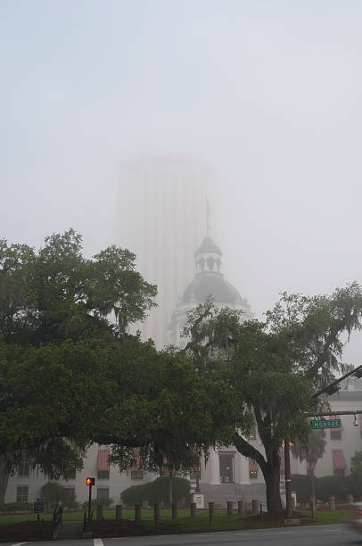 Edificio del Capitolio en la niebla de Tallahassee, Florida - foto de stock