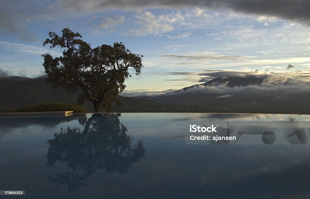 sun rise at a swimmingpool Andalusia Stock Photo