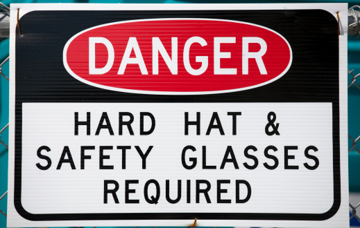 Unique signs - stating Danger Hard Hat Required.    View my