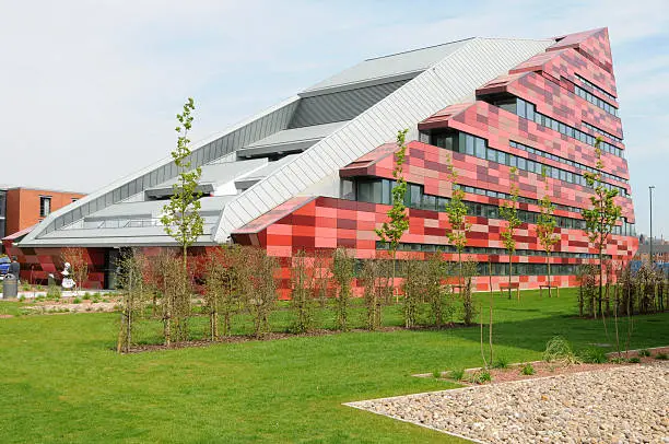 A modern building at the Jubilee Campus, Nottingham University, England