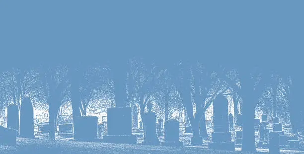 Vector illustration of Spooky cemetery at night