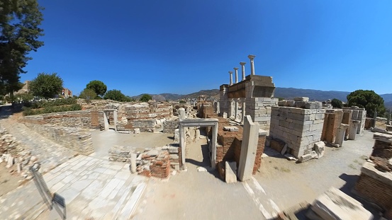 The Temple of Cronus Ruins in the Ancient Lycian city of Tlos, Fethiye, Mugla, Turkey.