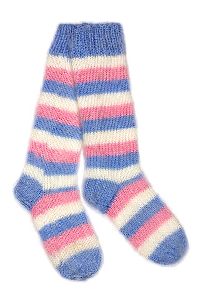 woolen socks - knitting vertical striped textile стоковые фото и изображения
