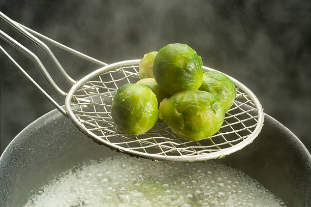 Just boiled Brussels sprouts just out from the stock pot