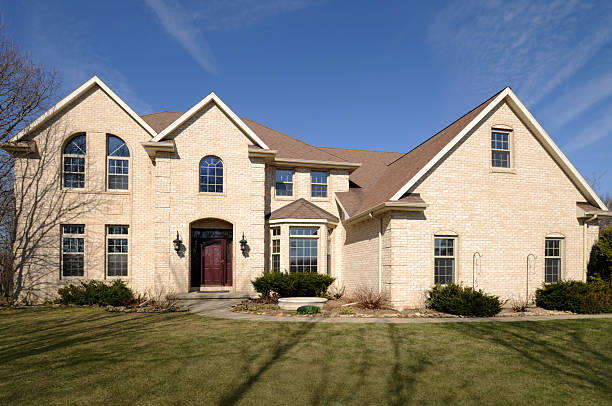 istock Rich Mansion, Large Brick Home Facade, Spacious Yard, Real Estate 173856708