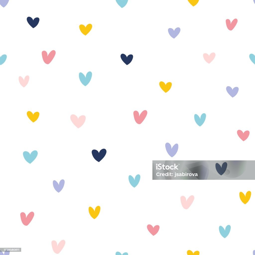 Kid Heart Pattern Doodle Hearts Seamless Pattern For Kids Hand Drawn Romantic Repeat ...