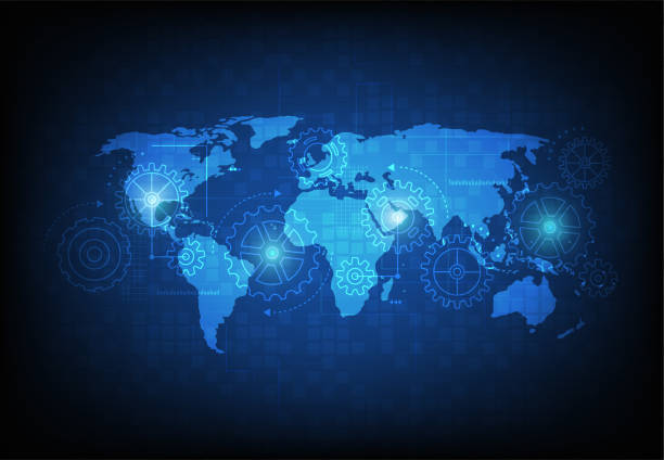 istock Global network connection. World map point and line composition concept of global business. Vector Illustration 1738586052