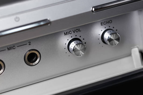 Microphone connection panel Inputs for connecting and adjusting a microphone on the amplifier panel amplifier plug stock pictures, royalty-free photos & images