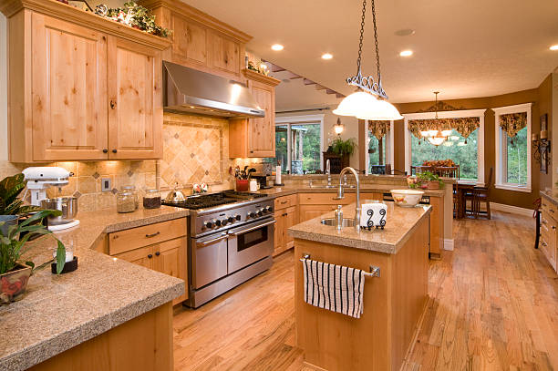 istock Kitchen with knotted wood cabinets 173860772