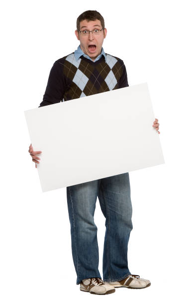istock blank sign - frightened man 173860825