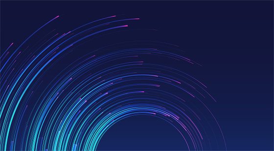 Glowing lines on blue background. Abstract modern lines. Cool gradient shapes. Graphic concept for your design