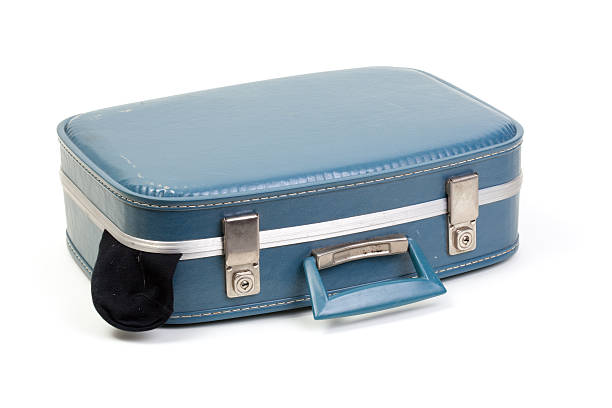 istock Blue suitcase with sock sticking out 173861593