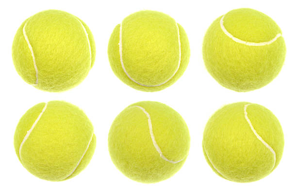 Close up macro shot of every tennis ball with highest possible level of details. Real professional sport equipment.
