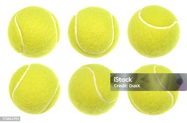 Six Tennis Balls Isolated On A White Background Stock Photo - Download Image Now - Tennis Ball, Sports Ball, Tennis