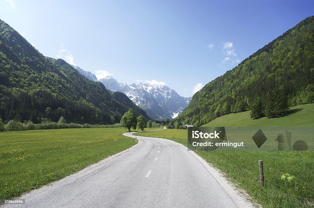 Estrada na bela valley - Foto de stock de Alpes europeus royalty-free