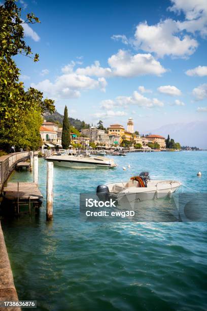 Holidays In Italy Scenic View Of The Tourists Town Of Gardone Riviera On Lake Garda Stock Photo - Download Image Now