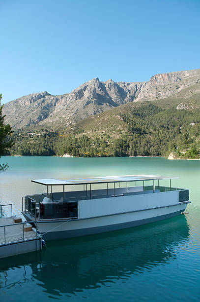 Solar powered pleasure boat for sightseeing stock photo