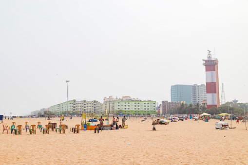 Chennai, tamil nadu,india 22 March 2022 Chennai light house in marina beach, Tamil nadu, India, chennai madras
