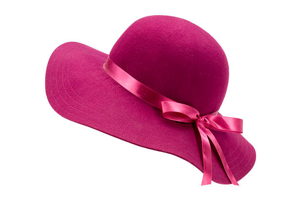 istock Ladies purple felt hat w/bow-isolated on white 173864490