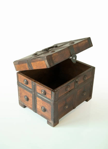 istock Open Jewellery Box or Treasure Chest isolated with Clipping Path 173865161