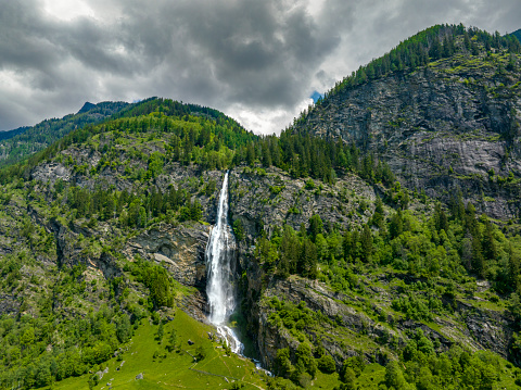 Fallbachfall waterfall highest waterfall in Carinthia located in the Maltatal near Koschach in the region Kärnten Austria during a springtime day.