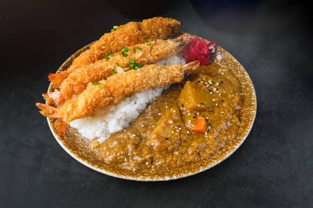 istock Japanese curry rice with fried shrimp 1738658100