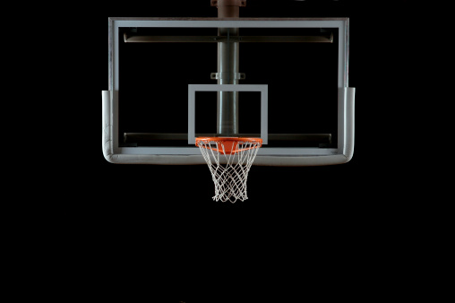 A glass basketball backboard and hoop isolated on black; lighting from the left and right sides.Here is a good link to some other