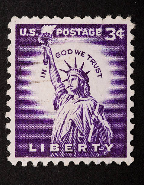istock Statue of liberty stamp with clipping path 173867638