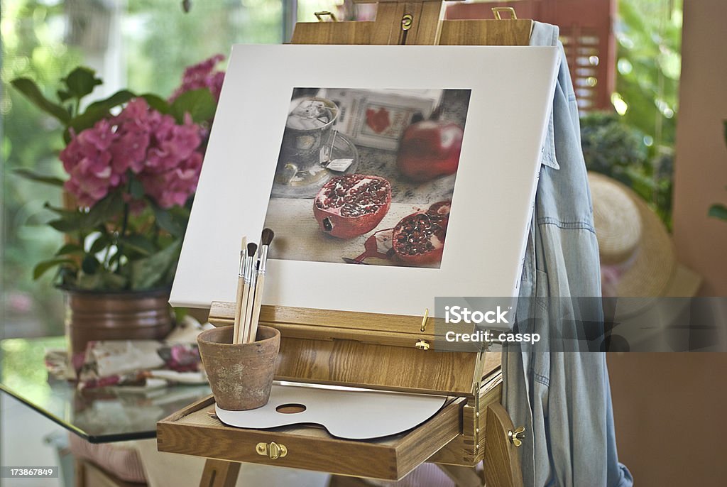 Künstler Staffelei Zimmer - Lizenzfrei Blumentopf Stock-Foto