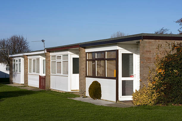 istock Block of holiday chalets 173867989