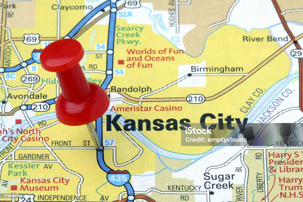 Kansas City na mapie. - Zbiór zdjęć royalty-free (Stan Kansas)