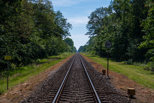 Single train track near Klarenbeek in the Netherlands