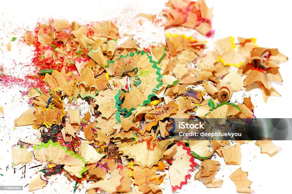 Colorido sharpener leavings isolada no branco - Foto de stock de Abstrato royalty-free