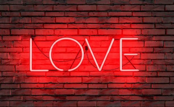 istock red neon lamp with the word LOVE 1738694276
