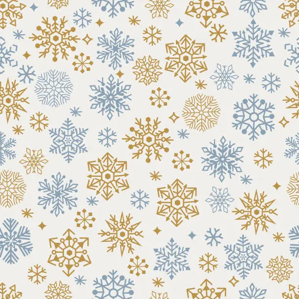 Vector illustration of Snowflake seamless pattern .