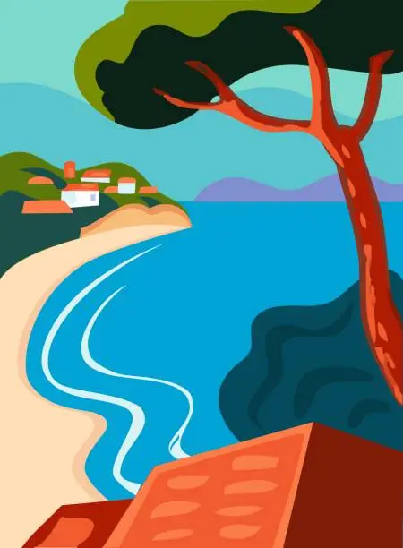 Vector illustration of seascape summer vector illustration