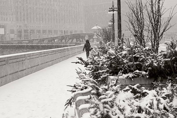 Chicago - Wacker Drive on a Snowy Day stock photo