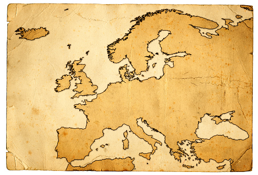 Grunge Map of Europe on an old piece of paper