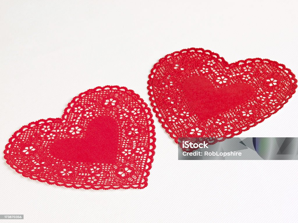 hearts two valentine doilies Celebration Event Stock Photo