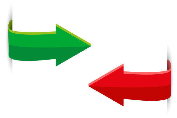 ilustrações de stock, clip art, desenhos animados e ícones de green and red long arrow. vector illustration. eps 10. - application software push button interface icons icon set
