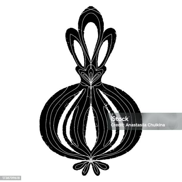 Rehri Vector Sprouted Bulb With Leaves Graphics Stylization Linocut Vector Element ...
