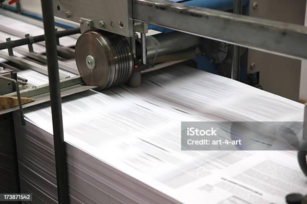 Print Shop Machine Stock Photo - Download Image Now - Blurred Motion, Finishing, Folding