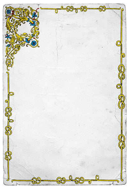 старый средневековый иллюминация frame design - ornate text medieval illuminated letter engraved image stock illustrations
