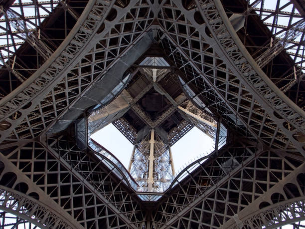 Eiffel Tower in Paris, France. It is a wrought-iron lattice tower on the Champ de Mars in Paris
