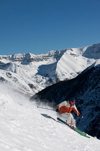 Skiing action Colorado stock photo