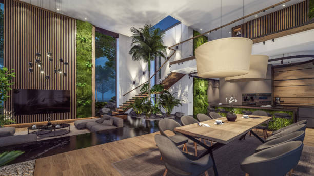 istock 3d rendering of expensive cozy interior with green walls in night 1738738993