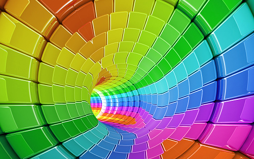 Macro shot of digital display with rainbow background. High resolution Digitally Generated Image