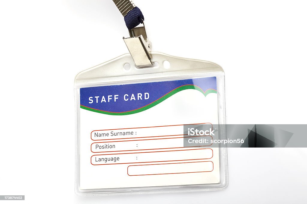 staff card staff card on white Authority Stock Photo