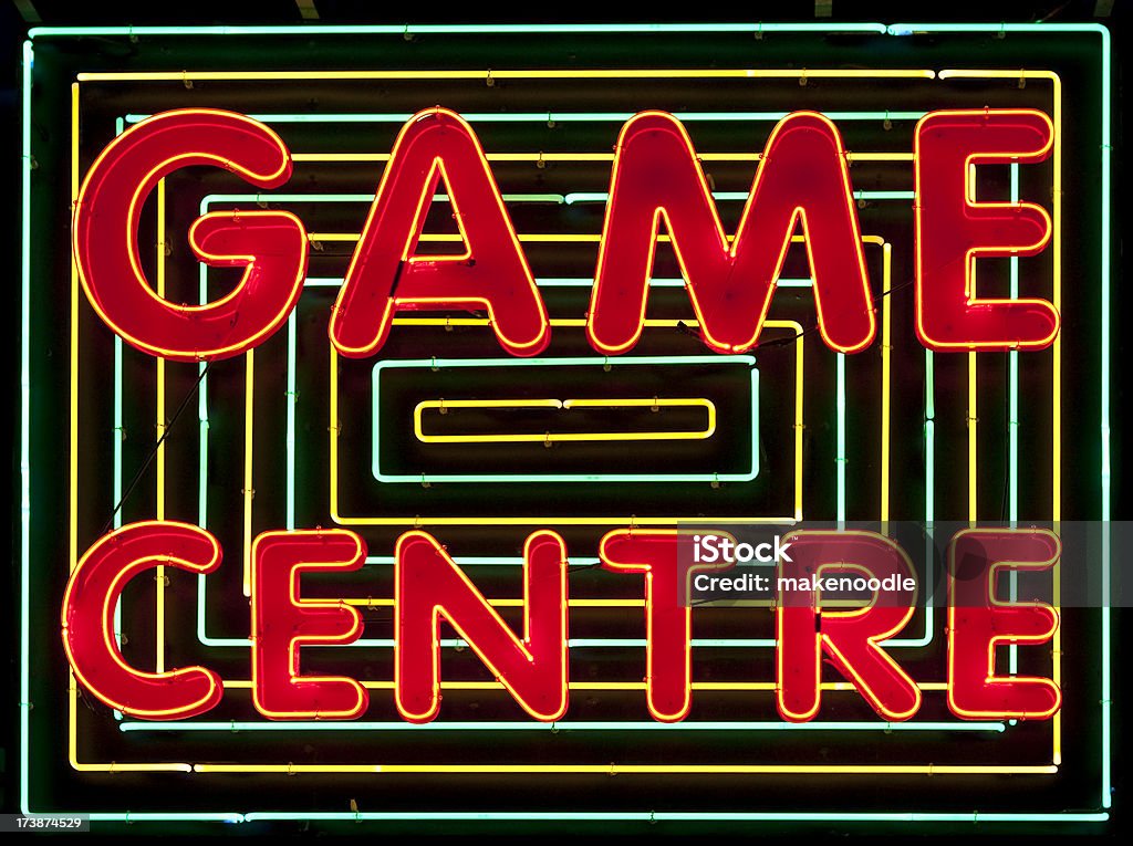 Videogame-Arcade Neon Sign - Lizenzfrei Beleuchtet Stock-Foto