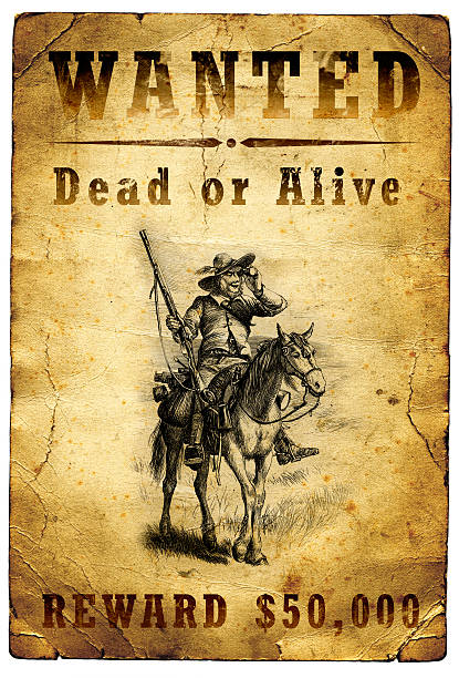 wanted-póster em inglês oeste selvagem - wanted poster poster old wild west imagens e fotografias de stock